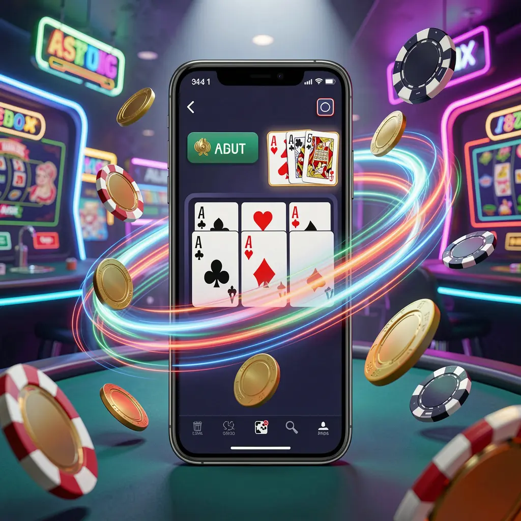 JILI876 fast casino app access visual showing a smartphone with speed light trails, coins and chips flying around against a modern neon casino background in a dynamic 3D render JILI876 fast casino app access visual showing a smartphone with speed light trails, coins and chips flying around against a modern neon casino background in a dynamic 3D render